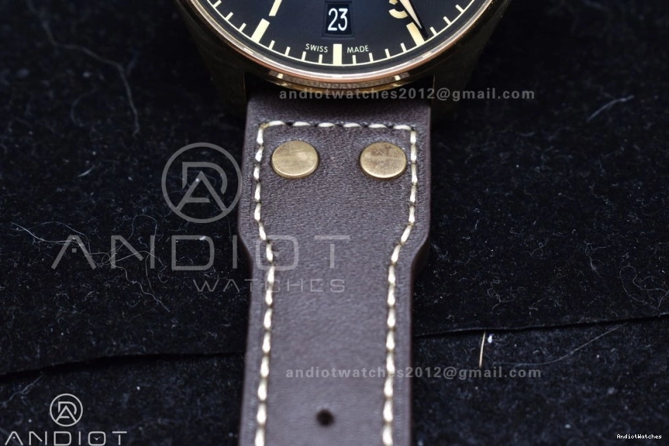 Strap 1:1 on A Real Edition Bronze Minimalist 519 Pilot Big IW501005 Leather ZF Brown Black Dial Best 0302